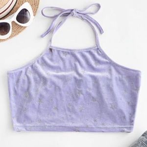 Zaful halter glitter velvet crop top (NWT)